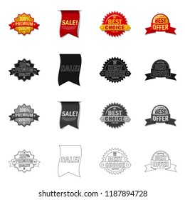 Vector design of emblem and badge logo. Collection of emblem and sticker stock symbol for web.