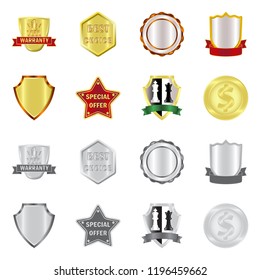 Vector design of emblem and badge logo. Collection of emblem and sticker stock symbol for web.