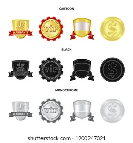 Vector design of emblem and badge logo. Set of emblem and sticker vector icon for stock.
