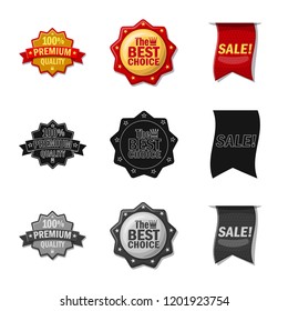 Vector design of emblem and badge logo. Collection of emblem and sticker stock symbol for web.