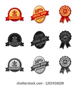 Vector design of emblem and badge logo. Set of emblem and sticker stock vector illustration.