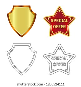 Vector design of emblem and badge logo. Set of emblem and sticker vector icon for stock.