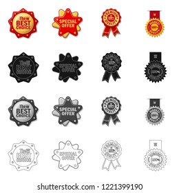 Vector design of emblem and badge logo. Set of emblem and sticker stock vector illustration.