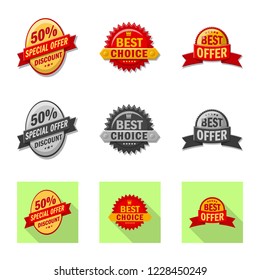 Vector design of emblem and badge logo. Set of emblem and sticker stock vector illustration.