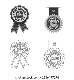 Vector design of emblem and badge logo. Set of emblem and sticker stock symbol for web.
