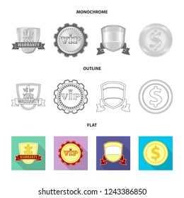 Vector design of emblem and badge logo. Set of emblem and sticker vector icon for stock.