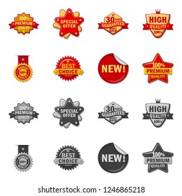 Vector design of emblem and badge logo. Collection of emblem and sticker stock symbol for web.