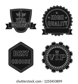 Vector design of emblem and badge logo. Set of emblem and sticker stock symbol for web.