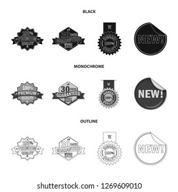 Vector design of emblem and badge logo. Set of emblem and sticker stock symbol for web.