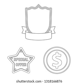 Vector design of emblem and badge logo. Set of emblem and sticker stock vector illustration.