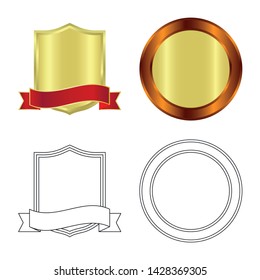 Vector design of emblem and badge logo. Set of emblem and sticker stock symbol for web.