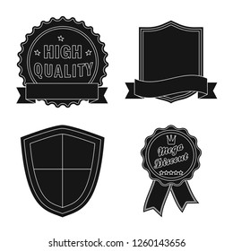 Vector design of emblem and badge . Set of emblem and sticker stock symbol for web.