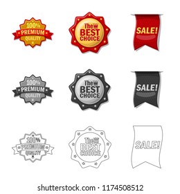 Vector design of emblem and badge sign. Collection of emblem and sticker stock symbol for web.