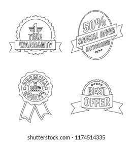Vector design of emblem and badge sign. Collection of emblem and sticker stock vector illustration.