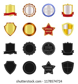 Vector design of emblem and badge sign. Collection of emblem and sticker stock vector illustration.