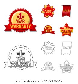 Vector design of emblem and badge sign. Collection of emblem and sticker stock vector illustration.