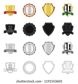 Vector design of emblem and badge sign. Set of emblem and sticker vector icon for stock.