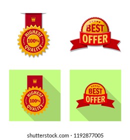 Vector design of emblem and badge sign. Set of emblem and sticker stock vector illustration.