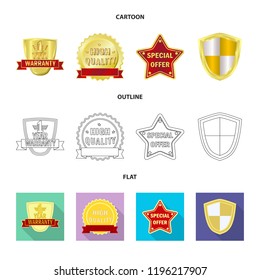 Vector design of emblem and badge sign. Collection of emblem and sticker stock symbol for web.