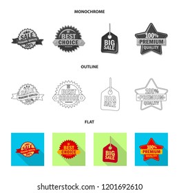 Vector design of emblem and badge sign. Collection of emblem and sticker stock vector illustration.