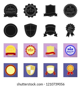 Vector design of emblem and badge sign. Set of emblem and sticker stock symbol for web.