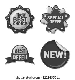 Vector design of emblem and badge sign. Collection of emblem and sticker stock symbol for web.