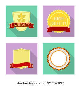 Vector design of emblem and badge sign. Set of emblem and sticker stock vector illustration.