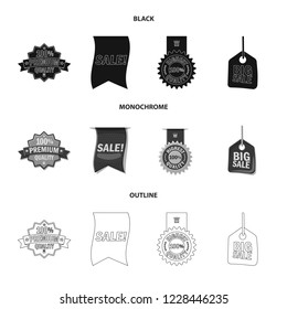 Vector design of emblem and badge sign. Set of emblem and sticker stock vector illustration.