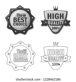 Vector design of emblem and badge sign. Set of emblem and sticker stock vector illustration.