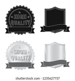 Vector design of emblem and badge sign. Collection of emblem and sticker stock symbol for web.