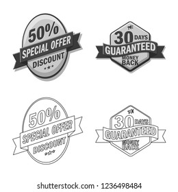 Vector design of emblem and badge sign. Collection of emblem and sticker stock vector illustration.