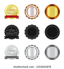 Vector design of emblem and badge sign. Collection of emblem and sticker stock vector illustration.