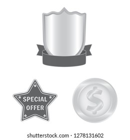 Vector design of emblem and badge sign. Set of emblem and sticker vector icon for stock.