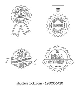 Vector design of emblem and badge sign. Collection of emblem and sticker vector icon for stock.