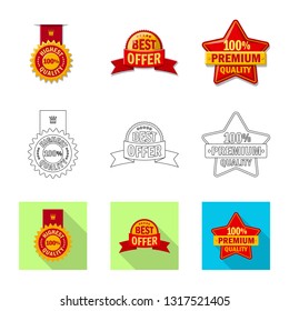 Vector design of emblem and badge sign. Set of emblem and sticker stock vector illustration.