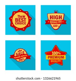 Vector design of emblem and badge sign. Set of emblem and sticker stock symbol for web.