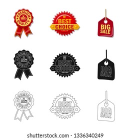 Vector design of emblem and badge sign. Collection of emblem and sticker vector icon for stock.