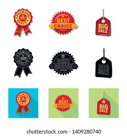 Vector design of emblem and badge sign. Collection of emblem and sticker vector icon for stock.