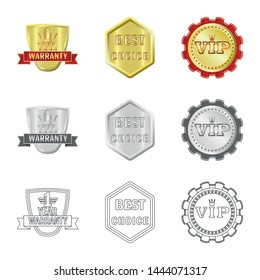 Vector design of emblem and badge sign. Set of emblem and sticker stock vector illustration.