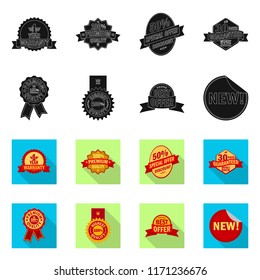 Vector design of emblem and badge symbol. Collection of emblem and sticker stock symbol for web.