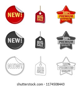 Vector design of emblem and badge symbol. Set of emblem and sticker vector icon for stock.