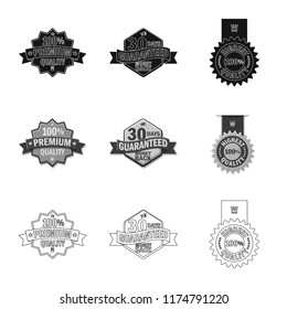 Vector design of emblem and badge symbol. Collection of emblem and sticker vector icon for stock.