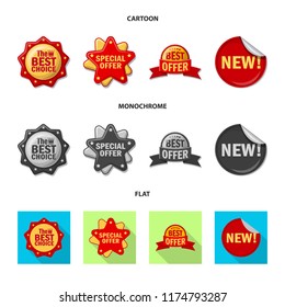 Vector design of emblem and badge symbol. Set of emblem and sticker stock symbol for web.