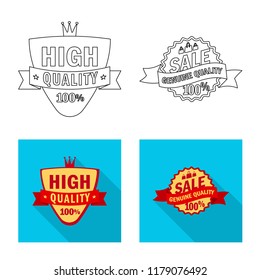 Vector design of emblem and badge symbol. Set of emblem and sticker stock vector illustration.