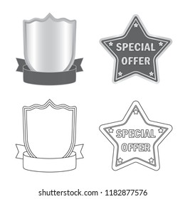Vector design of emblem and badge symbol. Collection of emblem and sticker stock vector illustration.