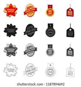 Vector design of emblem and badge symbol. Collection of emblem and sticker stock vector illustration.