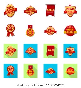 Vector design of emblem and badge symbol. Set of emblem and sticker stock vector illustration.