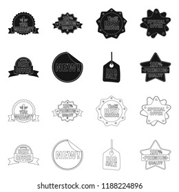 Vector design of emblem and badge symbol. Collection of emblem and sticker stock symbol for web.