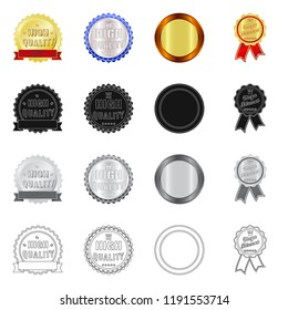 Vector design of emblem and badge symbol. Set of emblem and sticker stock symbol for web.
