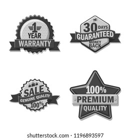 Vector design of emblem and badge symbol. Collection of emblem and sticker stock symbol for web.